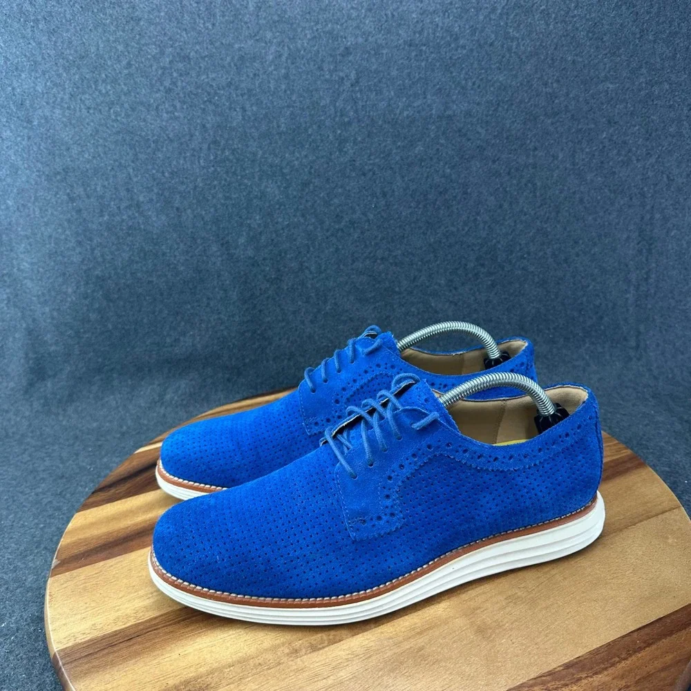 Cole Haan Mens Sz 10 Vibrant Blue Suede Zerogrand Oxford Sneakers Comfort C14284